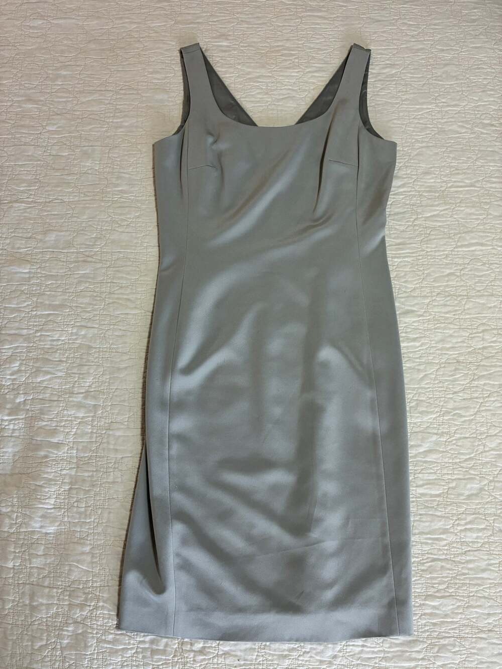 NWOT Chetta B 100% silk grey shift dress size 8 classic preppy versatile